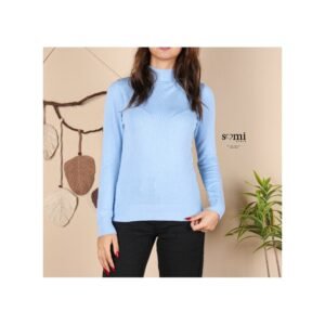 بلوزة خريفية للنساء لون أزرق سماوي من Sami Boutique