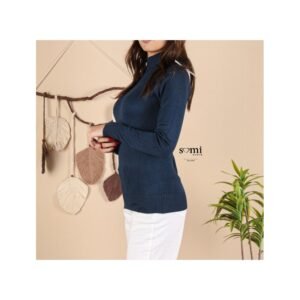 بلوزة خريفية للنساء لون كحلي من Sami Boutique