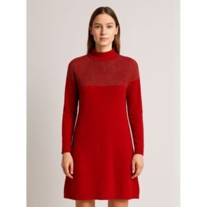 بلوزة شتوية طويلة للنساء لون أحمر