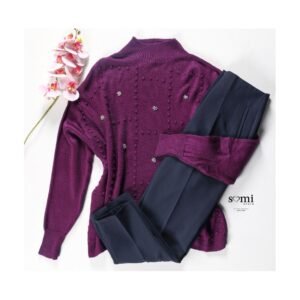 بلوزة شتوية للنساء لون بنفسجي من Sami Boutique