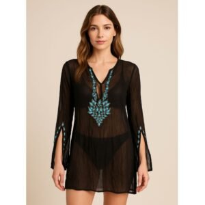 بلوزة شفافة للنساء لون أسود