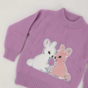 بلوزة صوف بأكمام طويلة بناتي لون بنفسجي