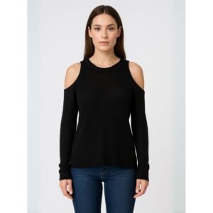 بلوزة صوف خفيف للنساء لون أسود
