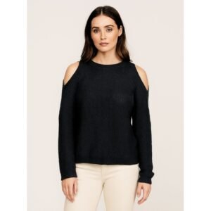 بلوزة صوف خفيف للنساء لون أسود