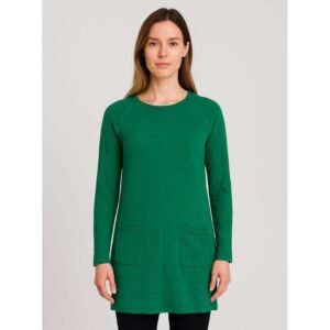 بلوزة صوف طويلة للنساء لون أخضر