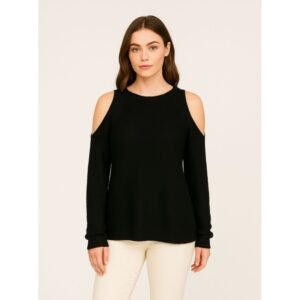 بلوزة صوف للنساء لون أسود