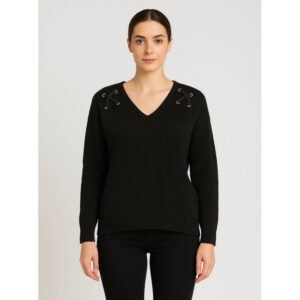 بلوزة صوف للنساء لون أسود