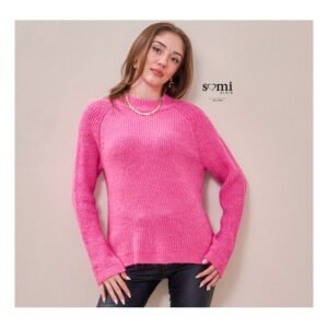 بلوزة صوف للنساء لون زهري من Sami Boutique