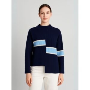 بلوزة صوف للنساء لون كحلي و أزرق