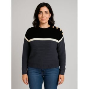 بلوزة صوف للنساء لون كحلي و أسود