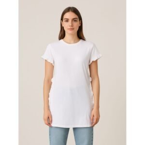 بلوزة طويلة للنساء لون أبيض