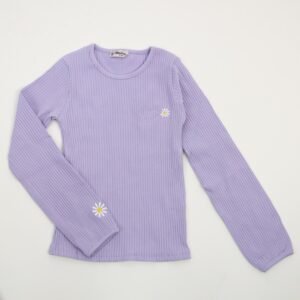 بلوزة قطن للأطفال ربيعية لون بنفسجي فاتح