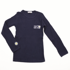 بلوزة قطن للأطفال ربيعية لون كحلي