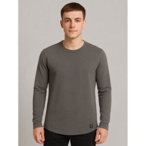 بلوزة كم طويل للرجال لون سكني غامق