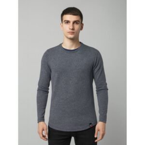 بلوزة كم طويل للرجال لون سكني غامق