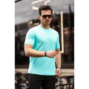 بلوزة نص كم للرجال لون أزرق فاتح