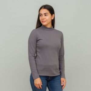 بلوزه قطن ستاتية كم طويل نصف قبة جولف لون سكني