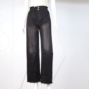 بنطال جينز عريض للنساء لون أسود غامق