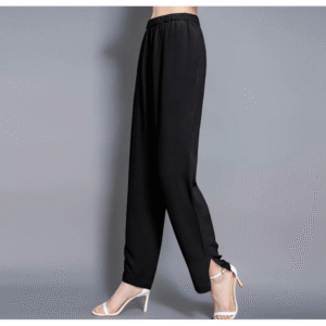 بنطال صيفي بوليستر للنساء لون أسود