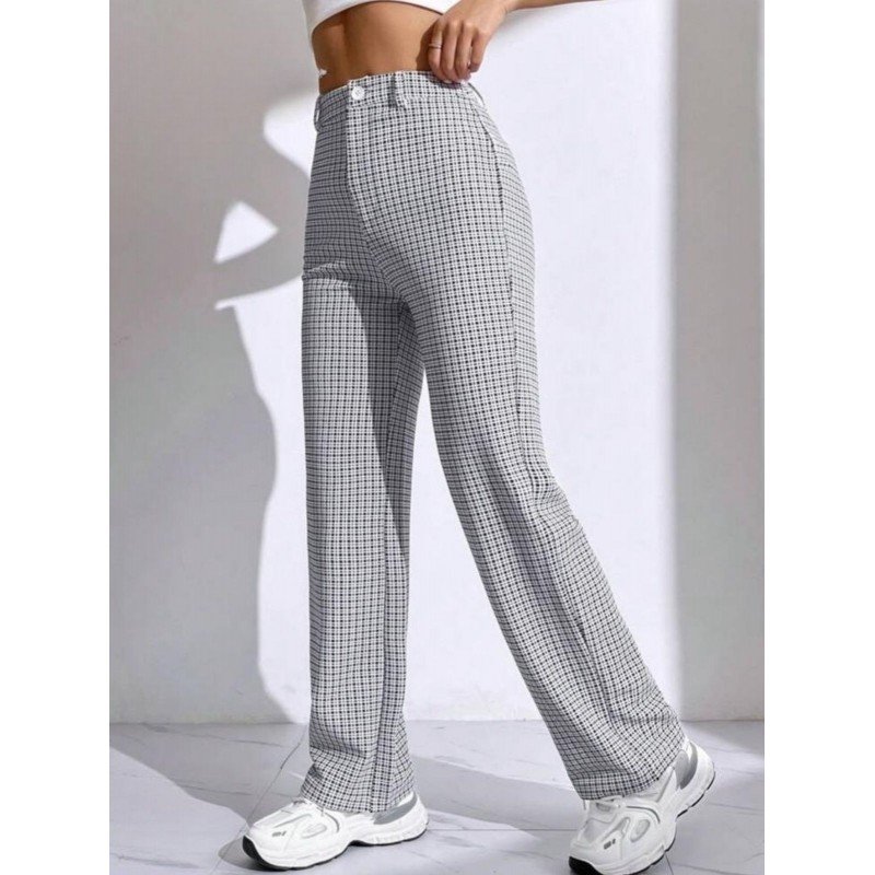 بنطلون بناتي قماش لون الأبيض والأسود