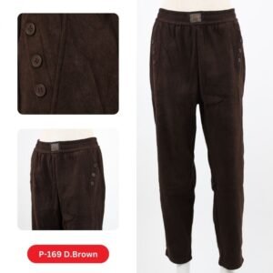 بنطلون بوي فريند كورد روي للنساء لون بني غامق