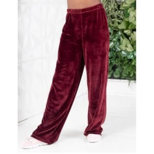 بنطلون بيتي مخمل للنساء لون خمري