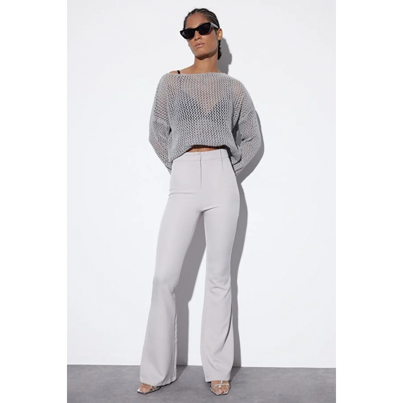 بنطلون تريندول منسوج للنساء لون رمادي فاتح