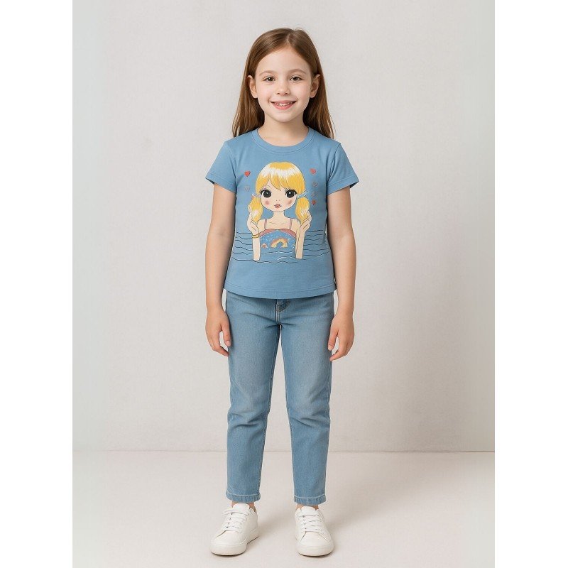 بنطلون جينز للأطفال لون أزرق