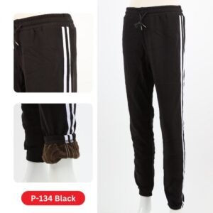 بنطلون رياضي مبطن فرو  للنساء لون أسود