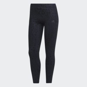 بنطلون ضيق بطبعات جلد من اديداس للنساء لون أسود Adidas FASTIMPACT RUNNING LEOPARD 7/8 LEGGINGS