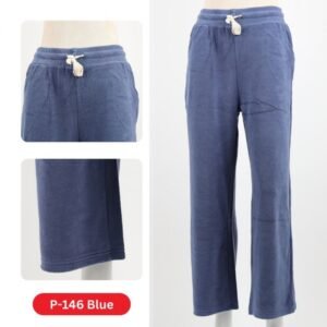 بنطلون فرو بتصميم أرجل عريضة للنساء لون أزرق