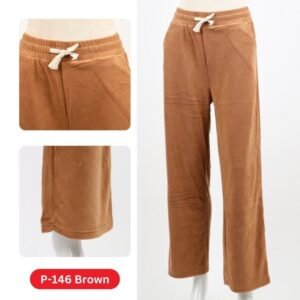 بنطلون فرو بتصميم أرجل عريضة للنساء لون بني