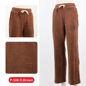بنطلون فرو بتصميم أرجل عريضة للنساء لون بني غامق