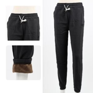 بنطلون فليز أرجل مطاطية للنساء لون أسود