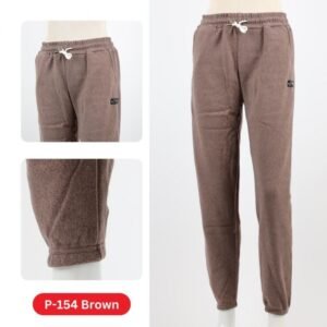 بنطلون فليز أرجل مطاطية للنساء لون بني