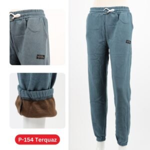 بنطلون فليز أرجل مطاطية للنساء لون تركواز