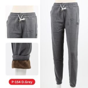 بنطلون فليز أرجل مطاطية للنساء لون رمادي غامق