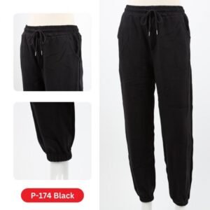 بنطلون فيليز مبطن مع خط بأرجل مطاطية للنساء لون أسود