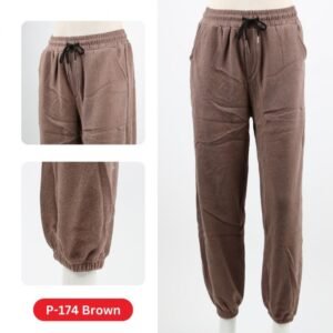 بنطلون فيليز مبطن مع خط بأرجل مطاطية للنساء لون بني