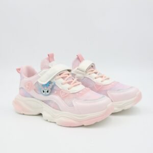 بوت رياضي بناتي للأطفال لون زهري وأبيض