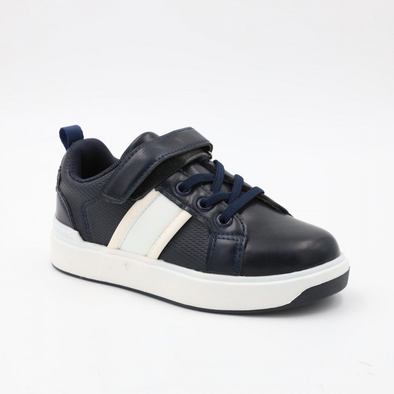 بوت سبورت بشريط لاصق لون كحلي ونعل ابيض