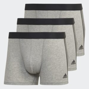 بوكسر اديداس اكتيف فليكس (3 قطع) للرجال لون سكني- adidas Mens' Active Flex Cotton 3-Stripes Trunk Briefs Boxer - Grey
