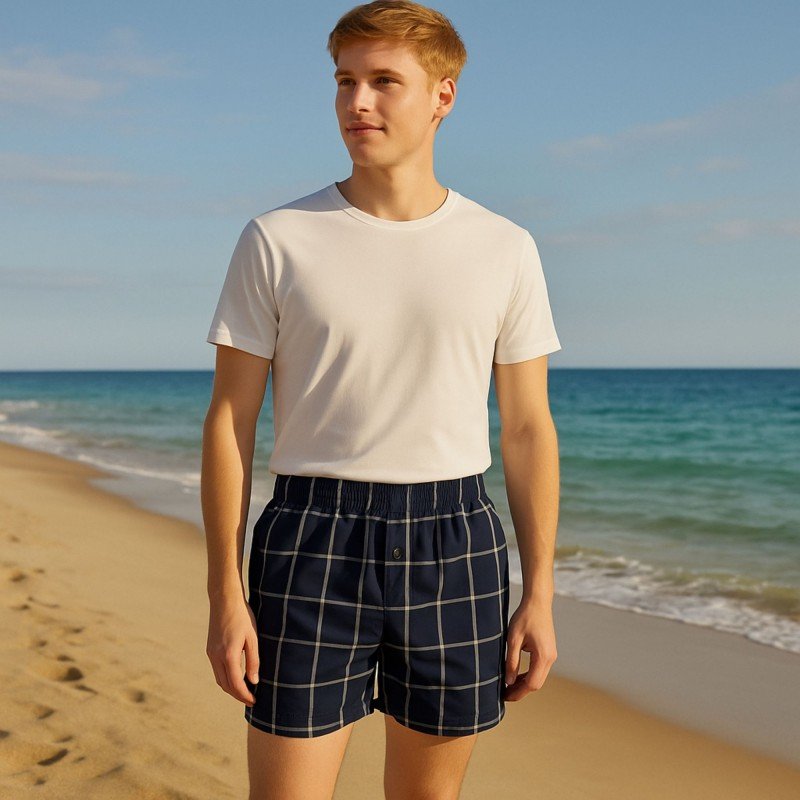 بوكسر بتصميم زر مخطط طولي للرجال متعدد الألوان