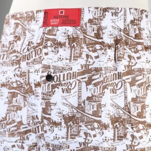 بوكسر رجال قطني لون أبيض برسومات بني