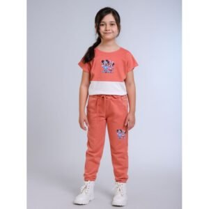 بيجامة بناتي 3 قطع لون زهري