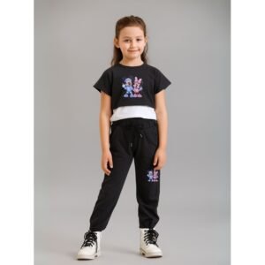 بيجامة بناتي 3 قطع لون رمادي