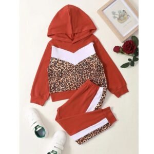 بيجامة ربيعي للأطفال لون أحمر قطعتين