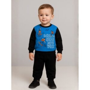 بيجامة شتوية للأطفال لون أسود و أزرق