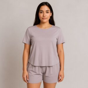 بيجامة صيفية بيتية شورت وبلوزة للنساء لون رمادي one Size