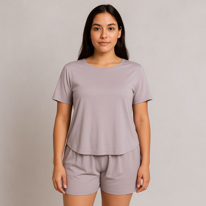 بيجامة صيفية بيتية شورت وبلوزة للنساء لون رمادي one Size